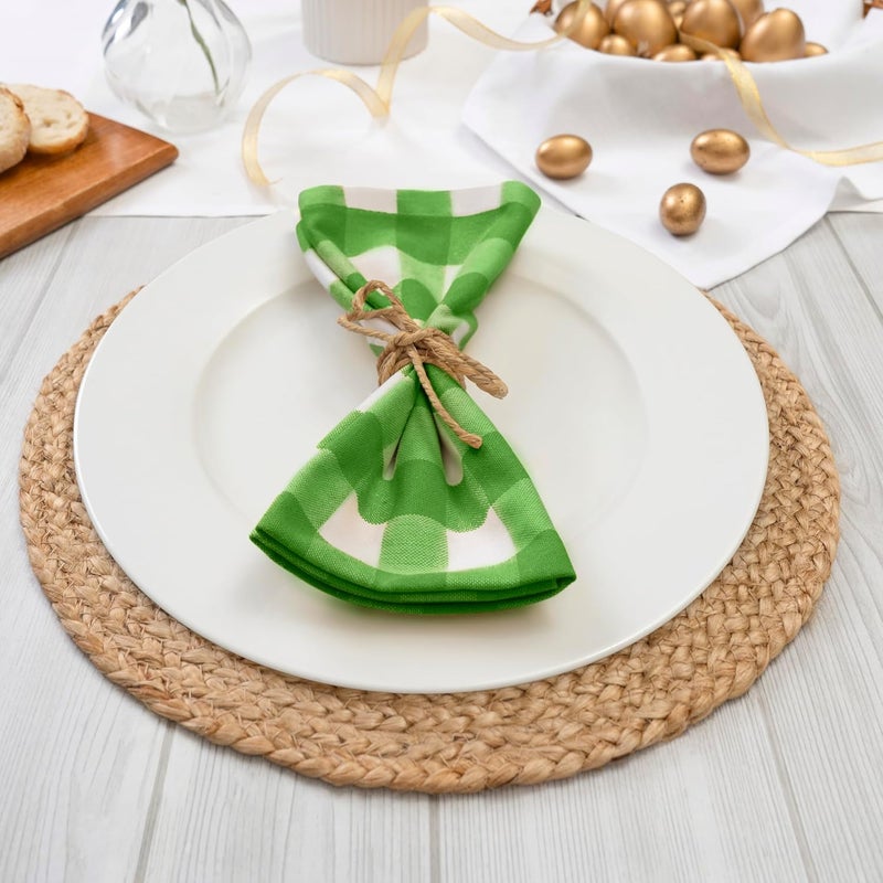 Blue Needles Gingham Buffalo Plaid Cloth Napkins 100% Cotton Set of 12 Dinner Table Napkins 18x18 inch Soft Reusable Washable Perfect for Wedding Parties & Everyday Use - Apple Green & White - Image 5